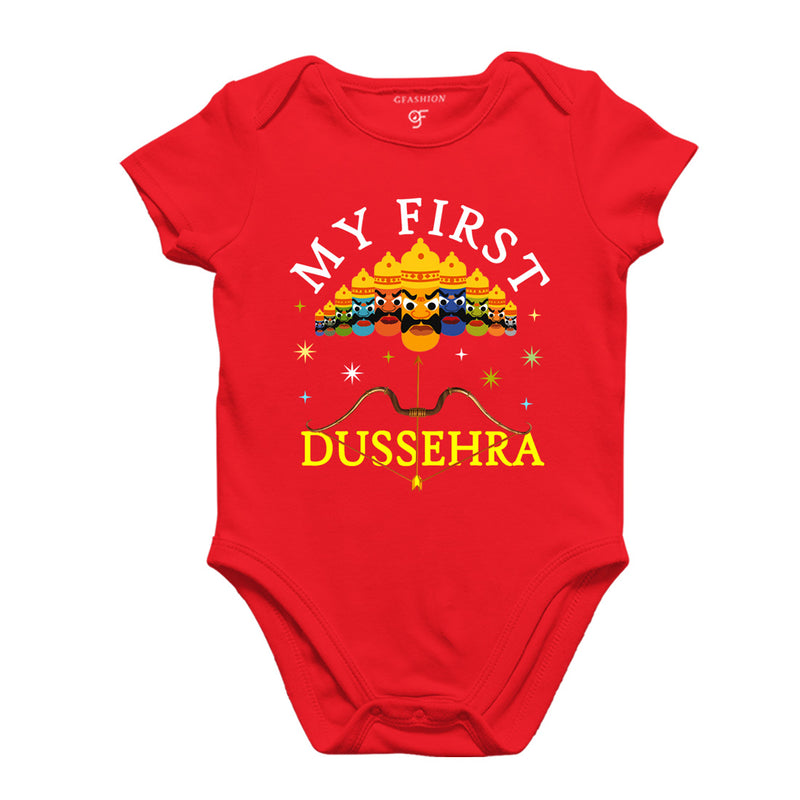My First Dussehra Body suit-Rompers in Red Color available @ gfashion.jpg