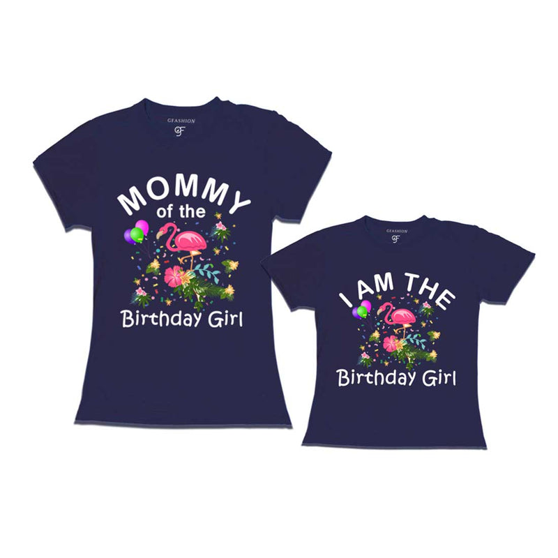 Flamingo Theme Birthday T-shirts for Mom and Daughter in Navy Color available @ gfashion.jpg