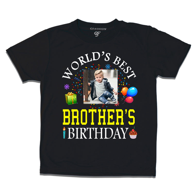 World's Best Brother's Birthday Photo T-shirt in Black Color available @ gfashion.jpg