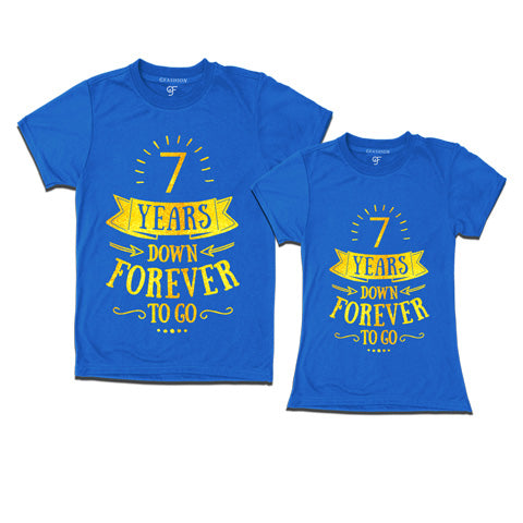 7-years-down-forever-to-go-couple-t-shirts-for-anniversary-gfashion-india-Blue