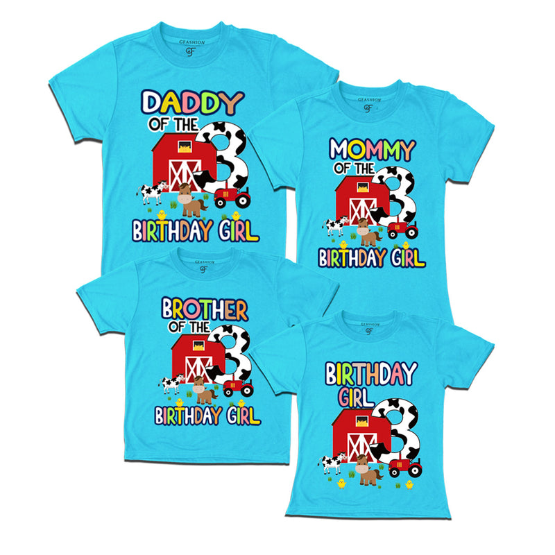 Birthday T-shirts for Girl with Family-Farm House Theme in Sky Blue Color available @ gfashion.jpg