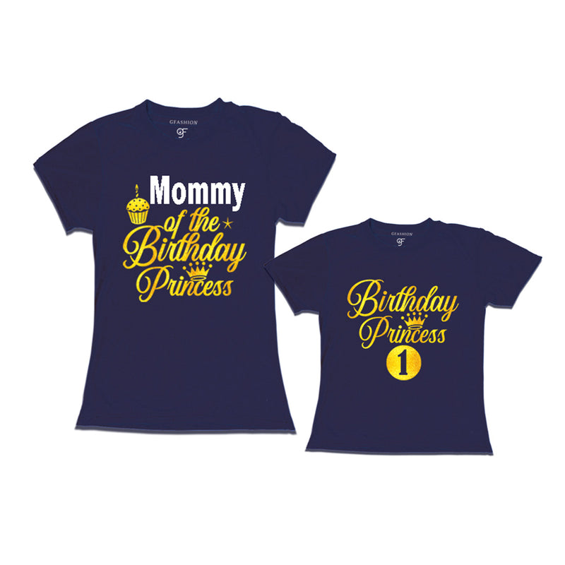 First Birthday T-shirt for Princess with Mom in Navy Color avilable @ gfashion.jpg