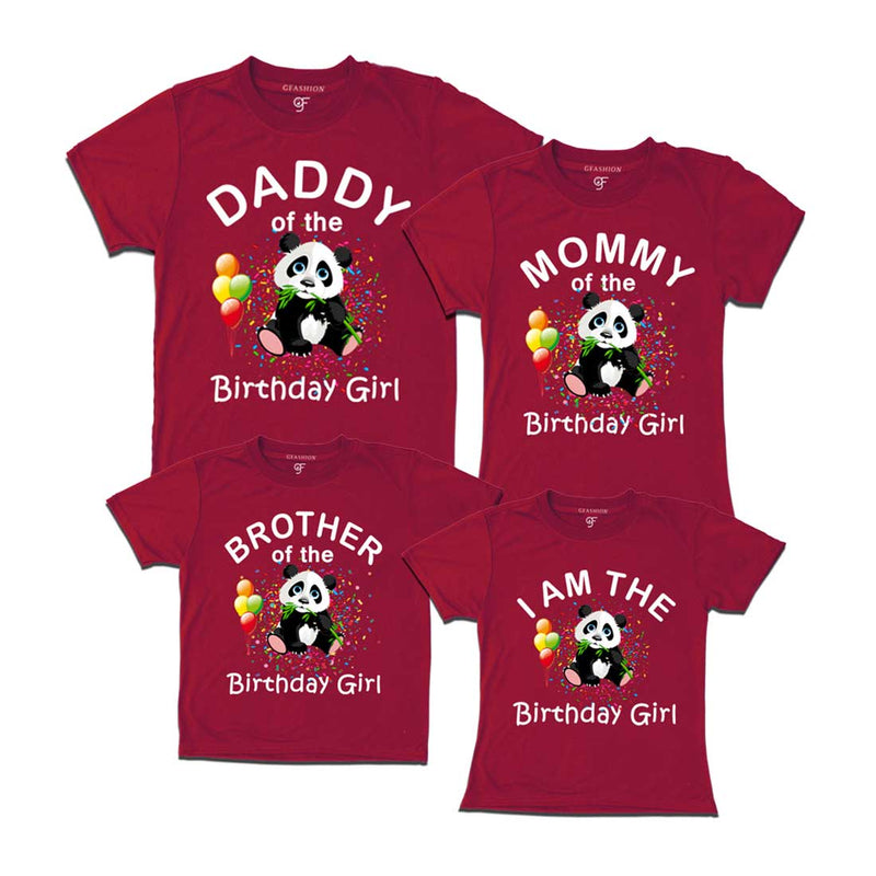Panda Theme Birthday Girl T-shirts for Family