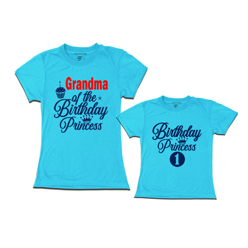 First Birthday T-shirt for Princess with Grandma in Sky Blue Color avilable @ gfashion.jpg