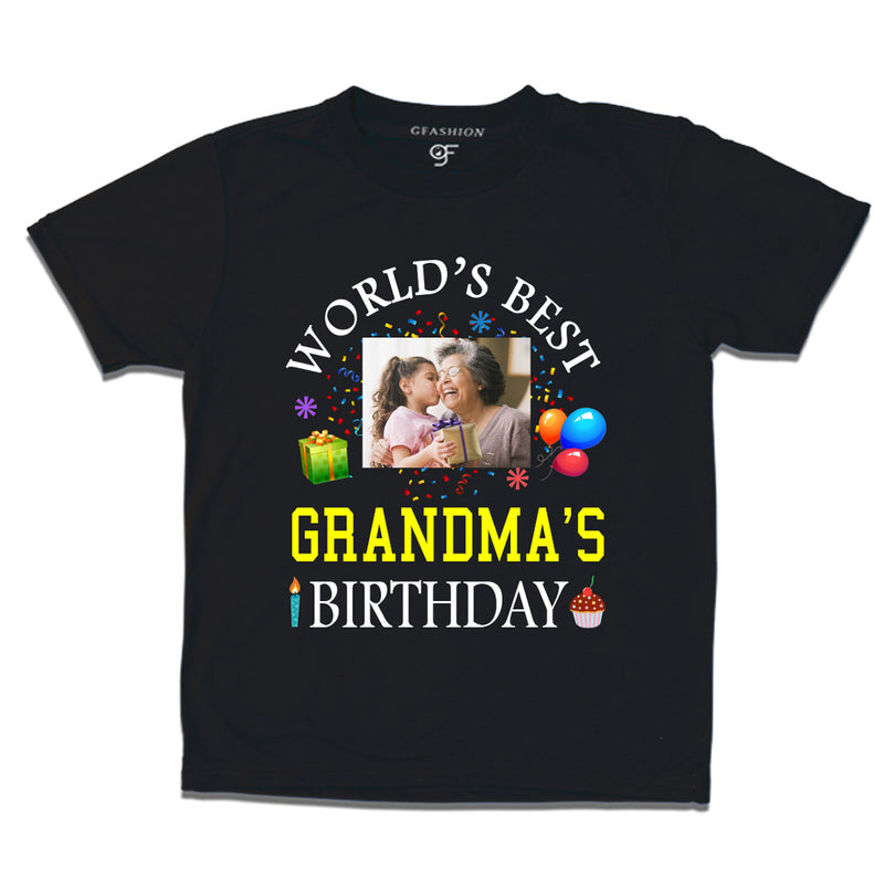 World's Best Grandma's Birthday Photo T-shirt in Black Color available @ gfashion.jpg