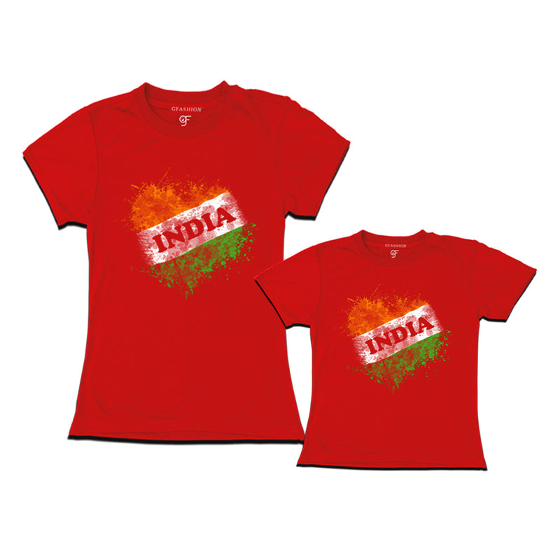 India Tiranga T-shirts for Mom and Daughter in Red color available @ gfashion.jpg