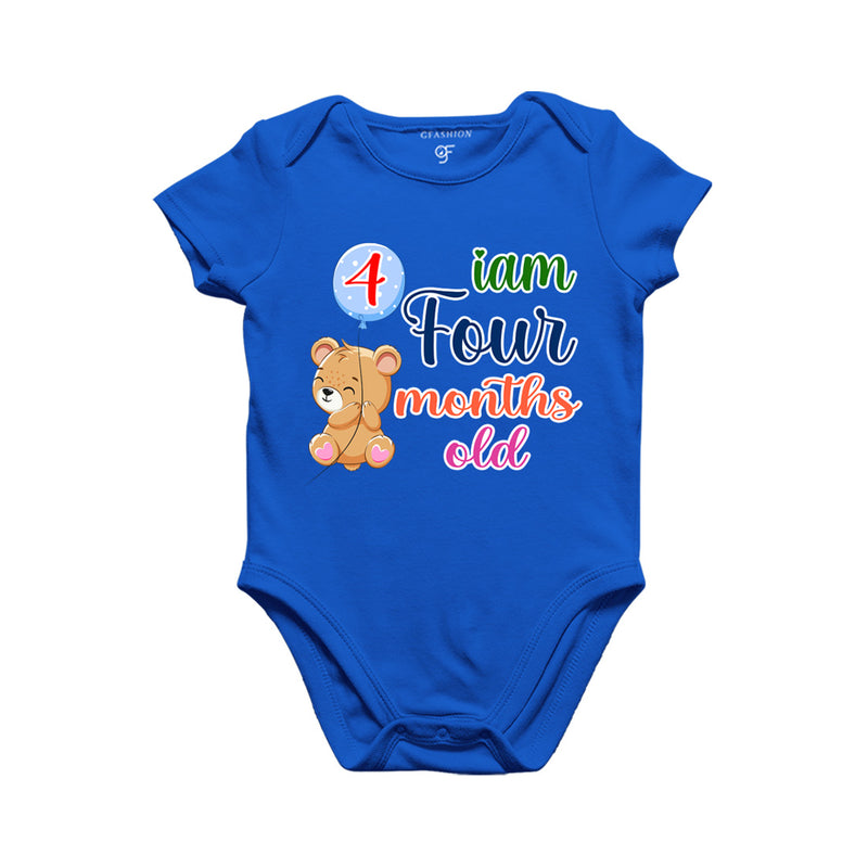 i am four months old -baby rompers/bodysuit/onesie with teddy