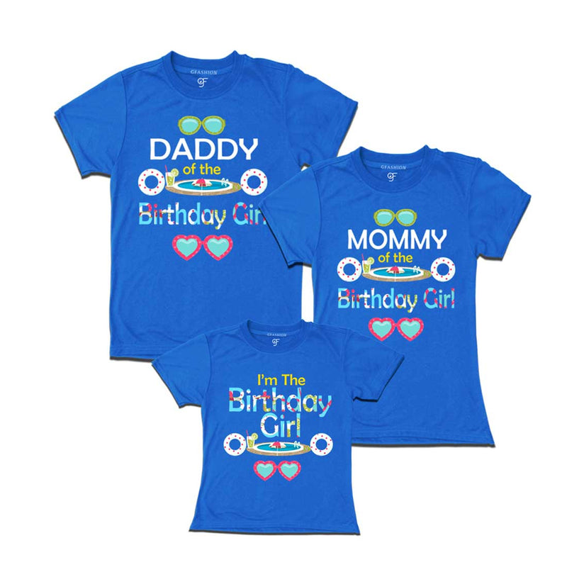 Pool party theme Birthday Girl with Dad and Mom T-shirts