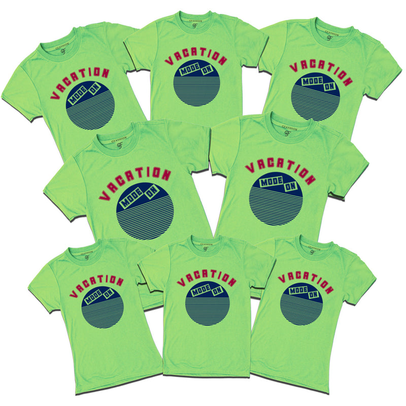 Vacation Mode On T-shirts for Group in Pista Green Color available @ gfashion.jpg