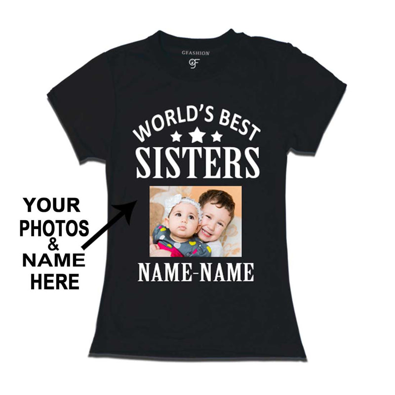 World's Best Sister T-shirt with Photo and Name Customize in Black Color  available @ gfashion.jpg