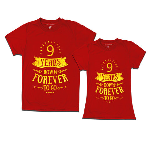 9-years-down-forever-to-go-couple-t-shirts-for-anniversary-gfashion-india-Red
