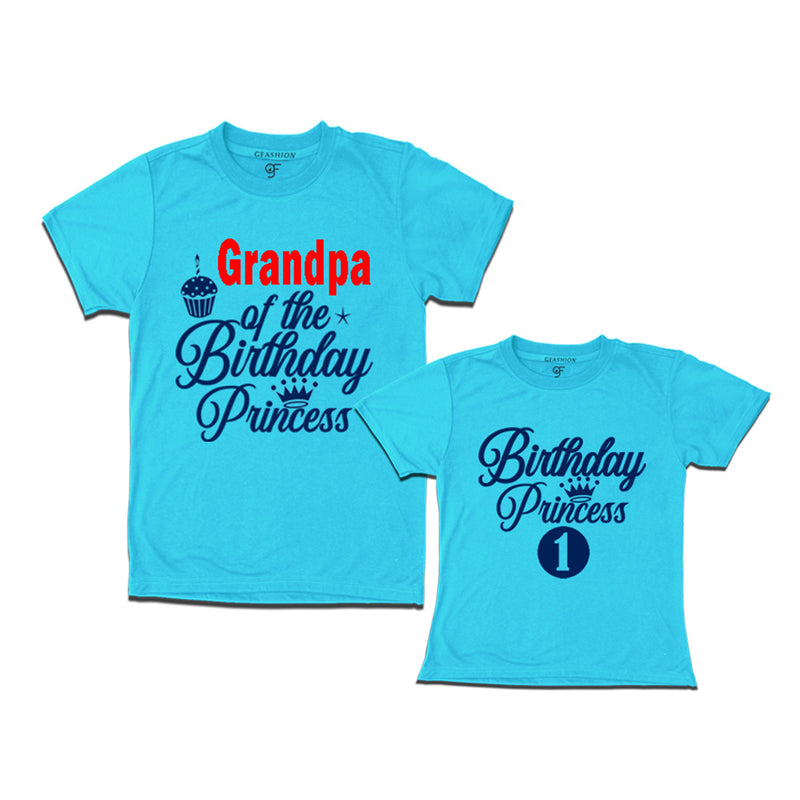 First Birthday T-shirt for Princess with Grandpa in Sky Blue Color avilable @ gfashion.jpg