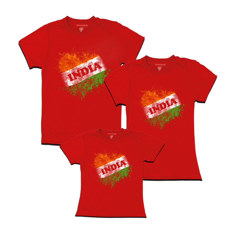 India Tiranga Dad, Mom and Daughter T-shirts in Red color available @ gfashion.jpg