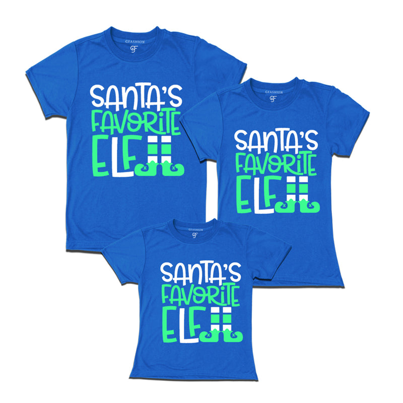 santa's favorite elf matching family tshirt for dad mom and girl