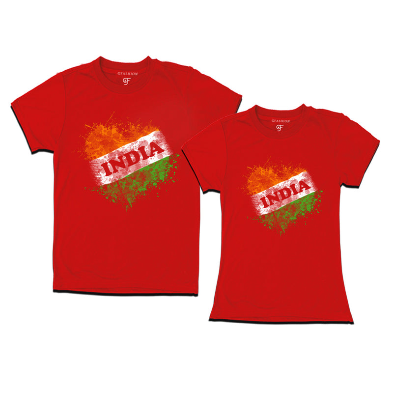 India Tiranga Couple T-shirts in Red color available @ gfashion.jpg