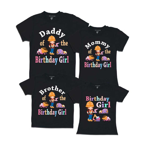 Construction Theme Birthday Girl T-shirts for family