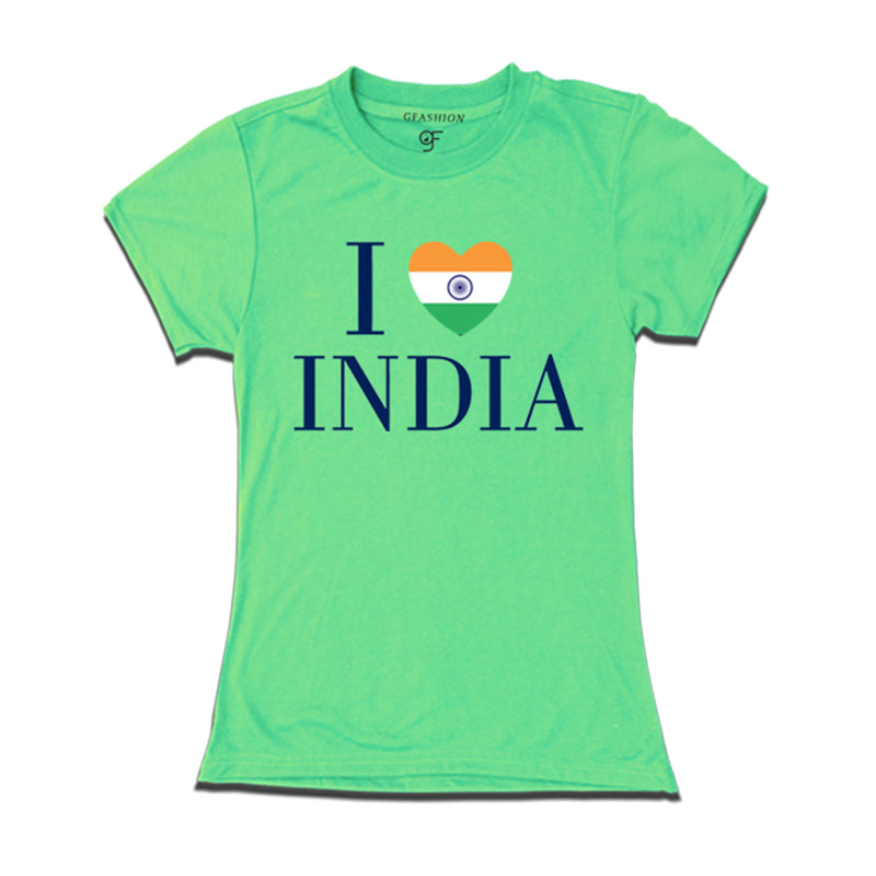 I love India Women T-shirt in Pista Green Color available @ gfashion.jpg