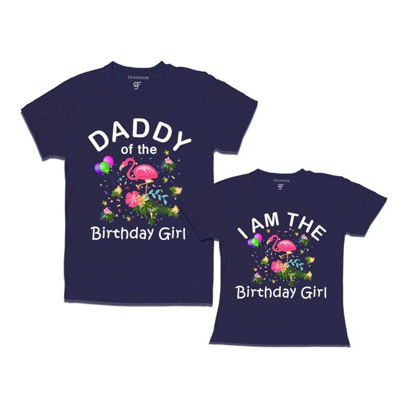 Flamingo Theme Birthday T-shirts for Dad and Daughter in Navy Color available @ gfashion.jpg