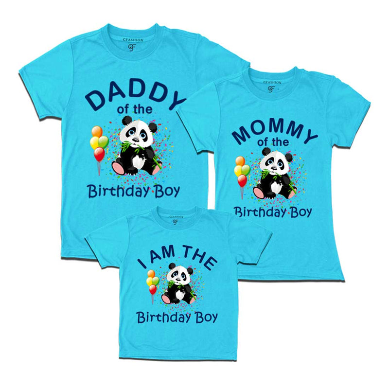 Panda Theme Birthday Boy T-shirts with Dad and Mom