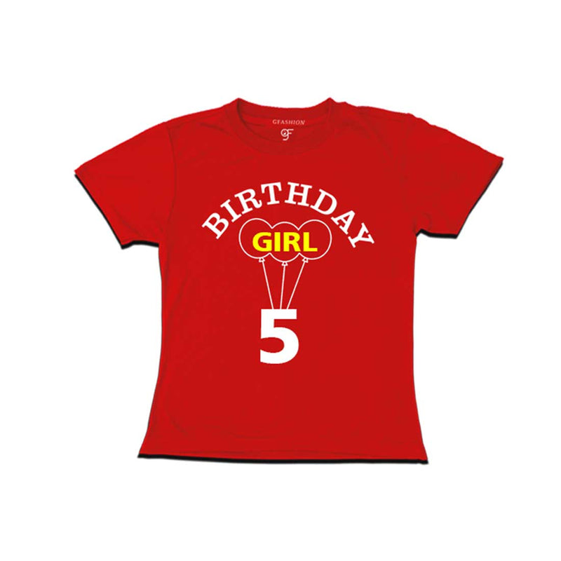  5th Birthday Girl T-shirt in Red Color available @ gfashion