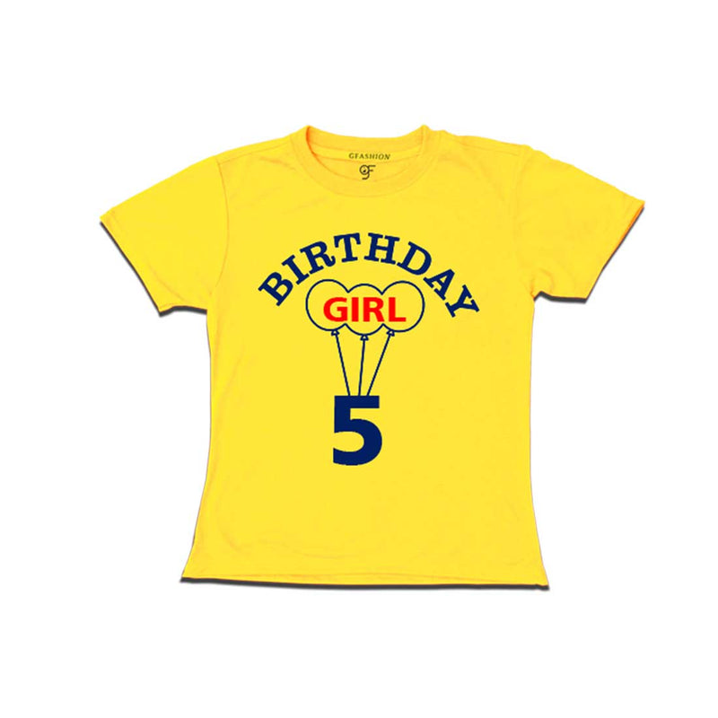  5th Birthday Girl T-shirt in Yellow Color available @ gfashion