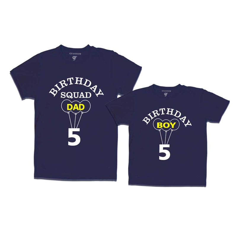 5th Birthday Boy with Squad Dad T-shirts in Navy Color available @ gfashion