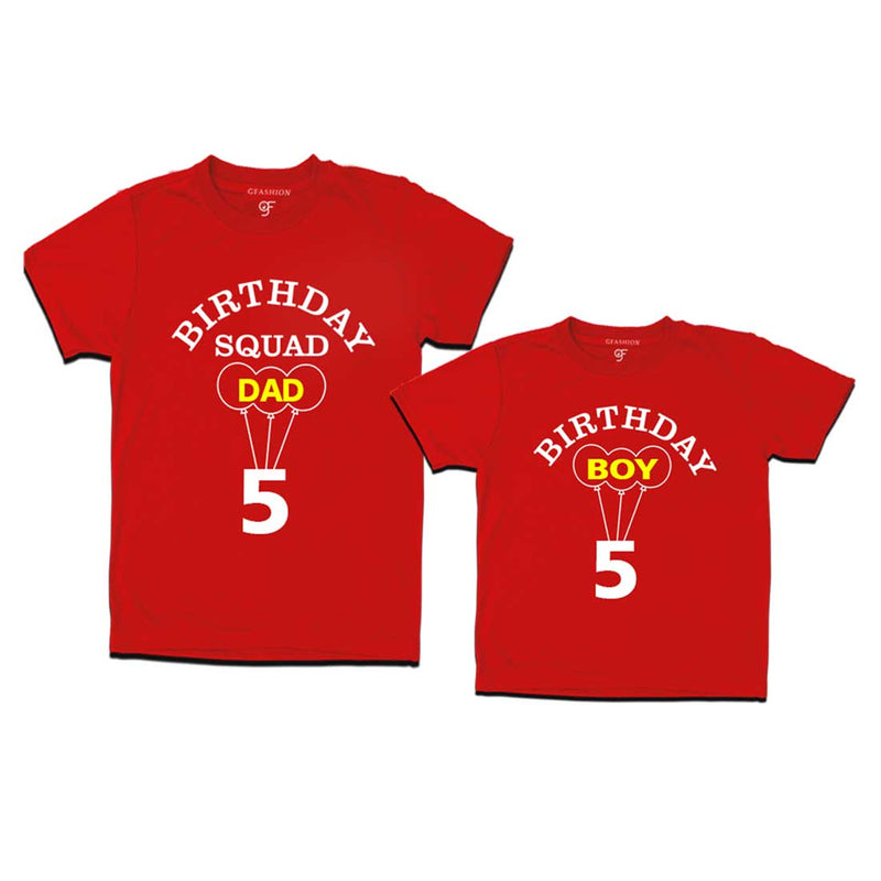 5th Birthday Boy with Squad Dad T-shirts in Red Color available @ gfashion