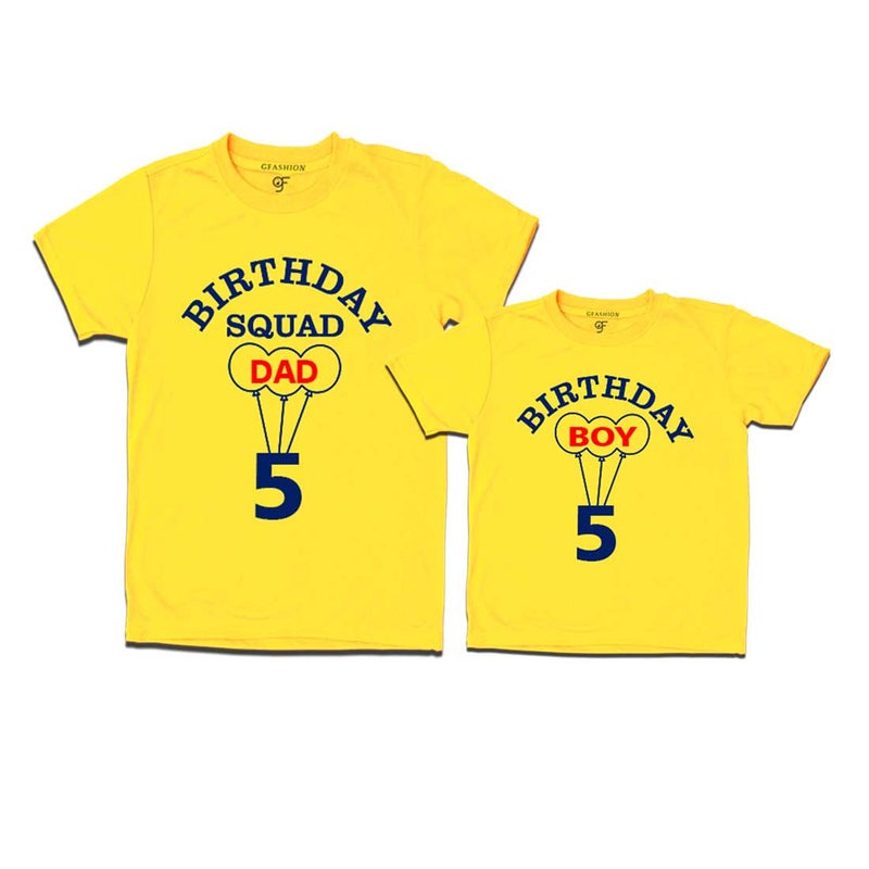 5th Birthday Boy with Squad Dad T-shirts in Yellow Color available @ gfashion