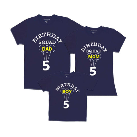 5th Birthday Boy with Squad Dad,Mom T-shirts in Navy Color available @ gfashion