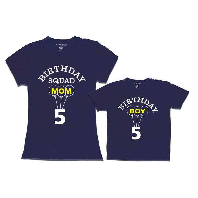 5th Birthday Boy with Squad Mom T-shirts in Navy Color available @ gfashion.jpg