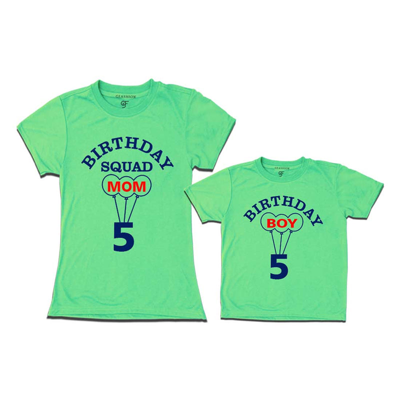 5th Birthday Boy with Squad Mom T-shirts in Pista Green Color available @ gfashion.jpg