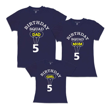 5th Birthday Girl with Squad Dad, Mom T-shirts in Navy color Available @ gfashion