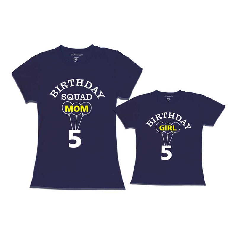  5th Birthday Girl with Squad Mom T-shirts in Navy Color available @ gfashion.jpg