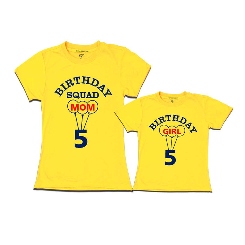  5th Birthday Girl with Squad Mom T-shirts in Yellow Color available @ gfashion.jpg