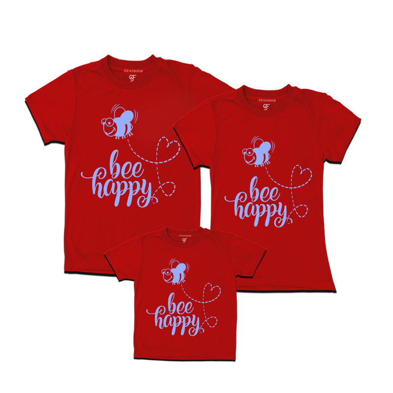 matching bee happy t-shirt for father mother and kid