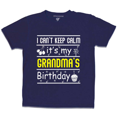 I Can't Keep Calm It's My Grandma's Birthday T-shirt in Navy Color available @ gfashion.jpg