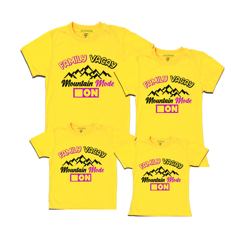 Family Vacay Mountain Mode On T-shirts in Yellow Color available @ gfashion.jpg