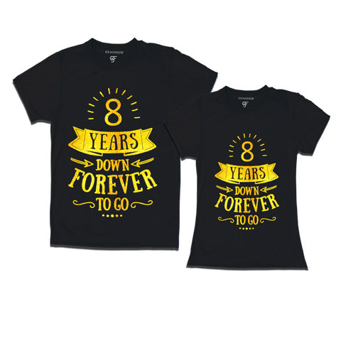  8-years-down-forever-to-go-couple-t-shirts-for-anniversary-gfashion-india-Black