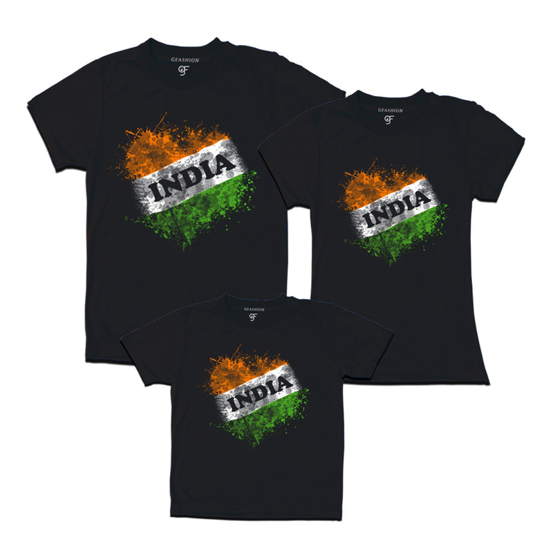 India Tiranga Dad, Mom and Son T-shirts in Black color available @ gfashion.jpg