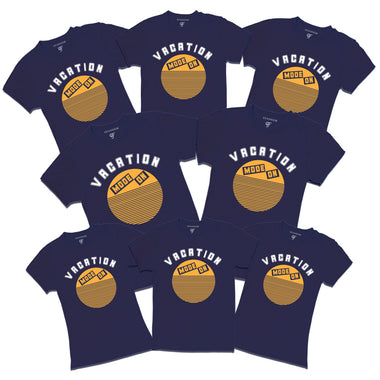 Vacation Mode On T-shirts for Group in Navy Color available @ gfashion.jpg