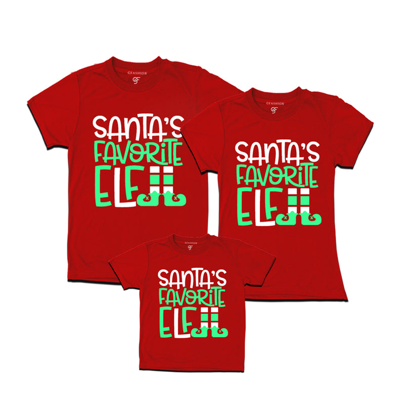 santa's favorite elf matching t-shirt for father mother and boy
