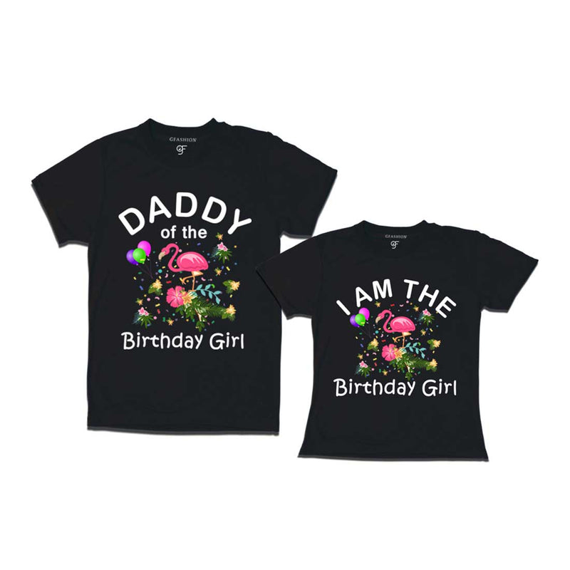 Flamingo Theme Birthday T-shirts for Dad and Daughter in Black Color available @ gfashion.jpg