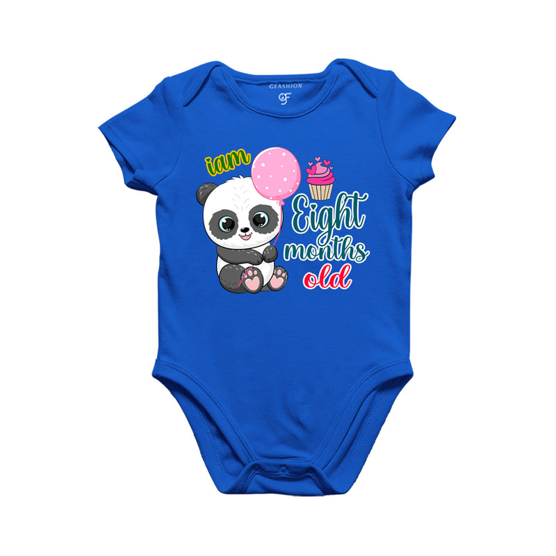 i am eight months old -baby rompers/bodysuit/onesie with panda