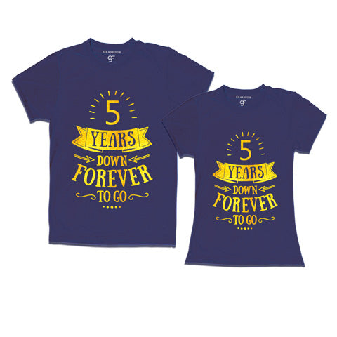5-years-down-forever-to-go-couple-t-shirts-for-anniversary-gfashion-india-Navy