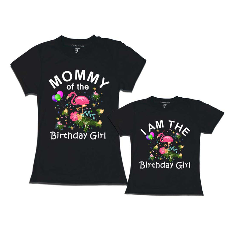 Flamingo Theme Birthday T-shirts for Mom and Daughter in Black Color available @ gfashion.jpg
