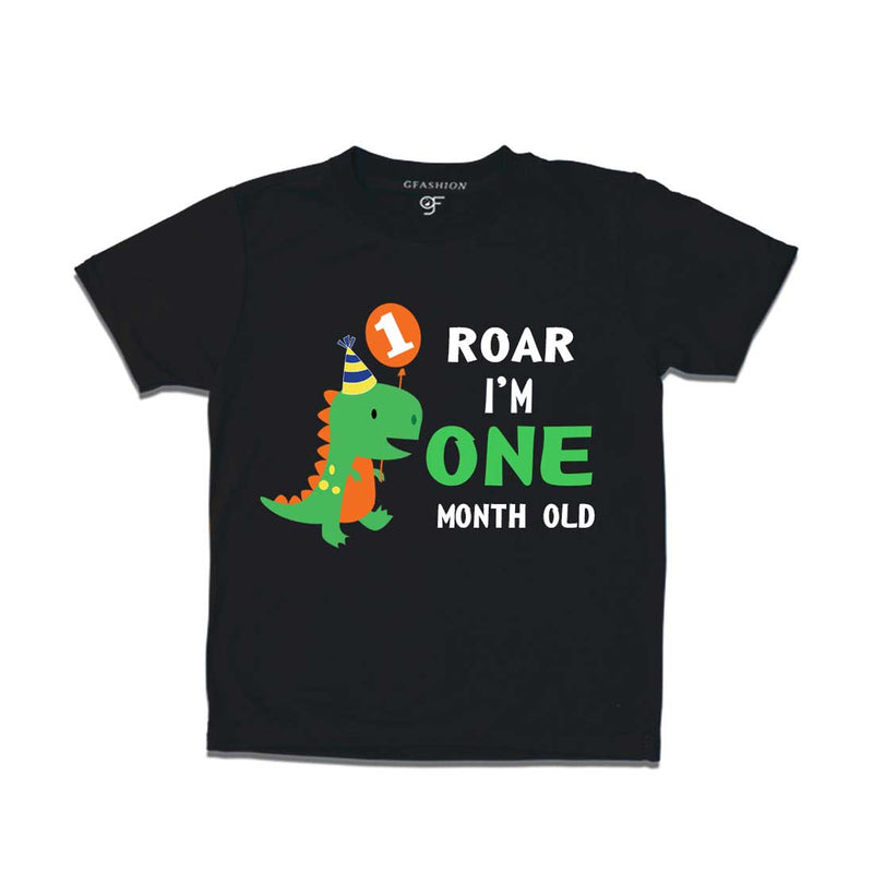 Roar I am One Month Old Baby T-shirt in Black Color avilable @ gfashion.jpg