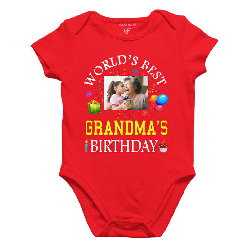 World's Best Grandma's Birthday Photo Bodysuit-Rompers in Red Color available @ gfashion.jpg