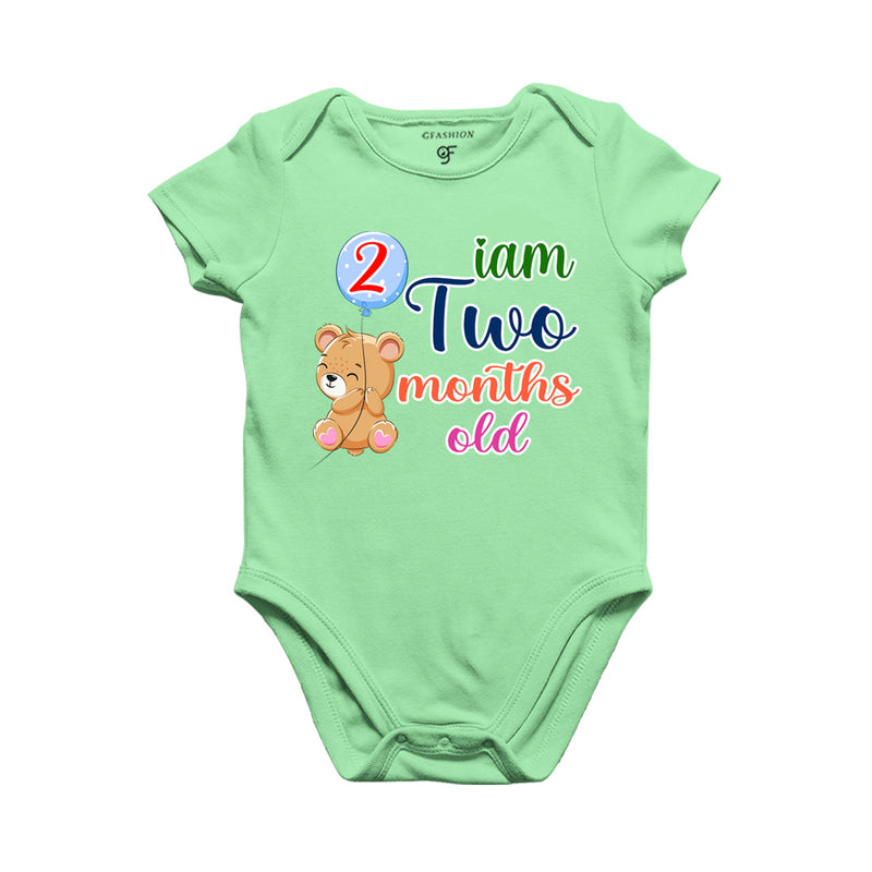 i am two months old -baby rompers/bodysuit/onesie with teddy