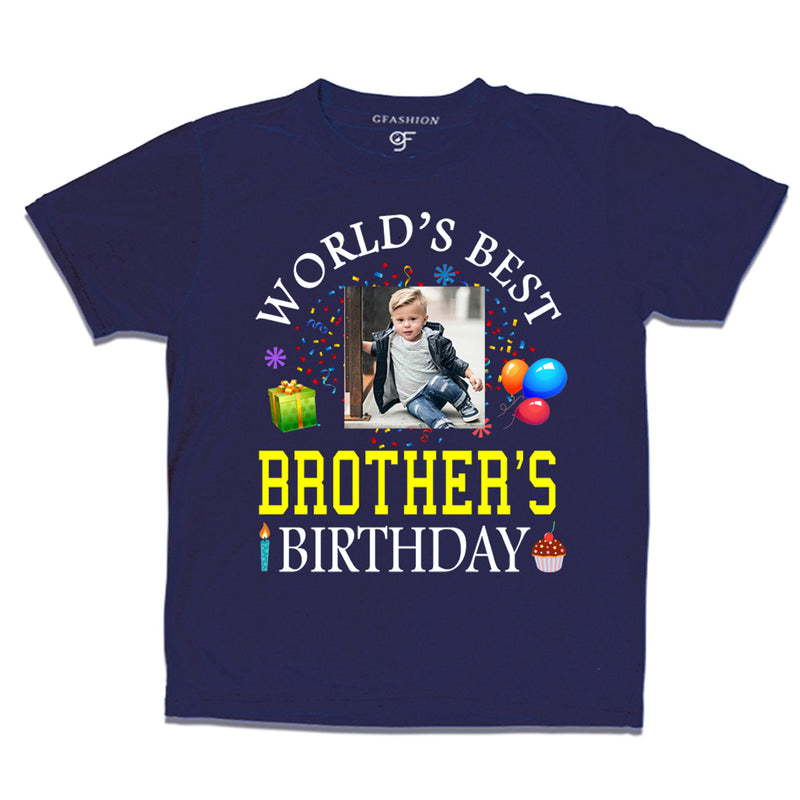 World's Best Brother's Birthday Photo T-shirt in Navy Color available @ gfashion.jpg