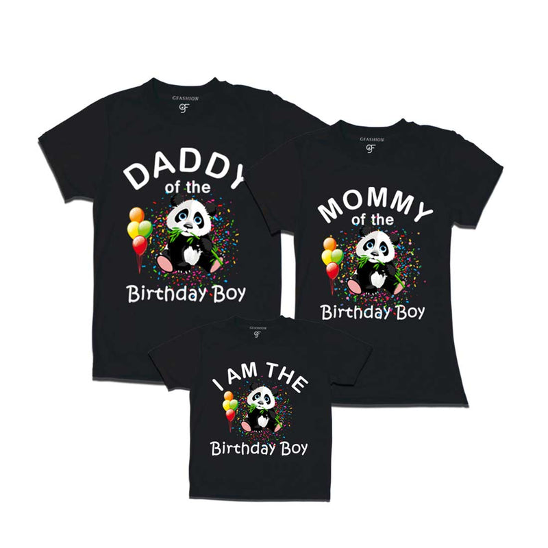 Panda Theme Birthday Boy T-shirts with Dad and Mom